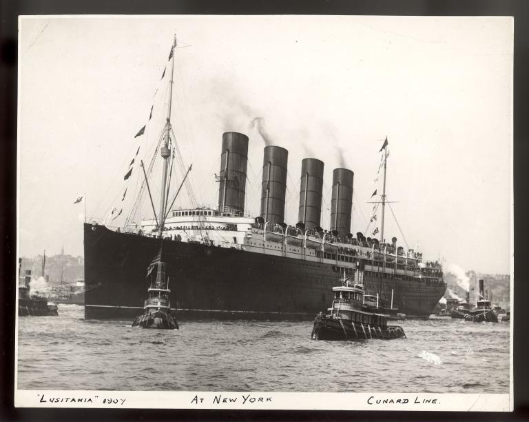 Photograph of Lusitania, Cunard Line card