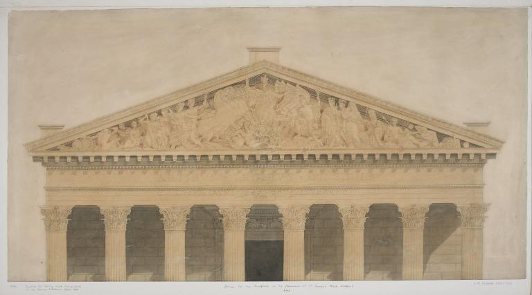 Design for the Sculpture of the Pediment of St. Georges Hall 1843 card
