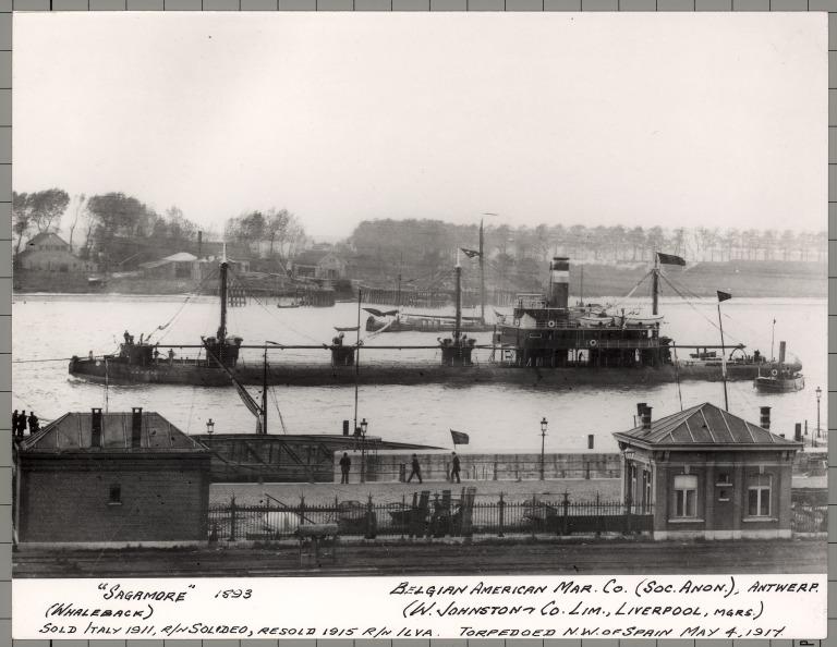 Photograph of Sagamore (r/n Solideo 1911; r/n Ilva 1915), Belgian American Mar Co card