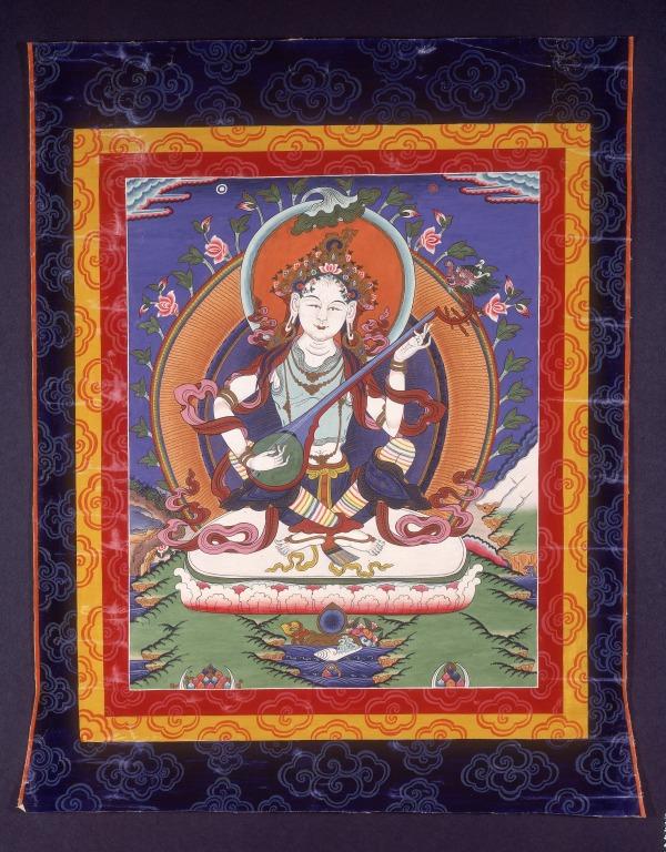Thangka of Saraswati or yang chen ma card