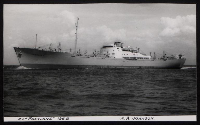 Photograph of Portland, Johnson Line card