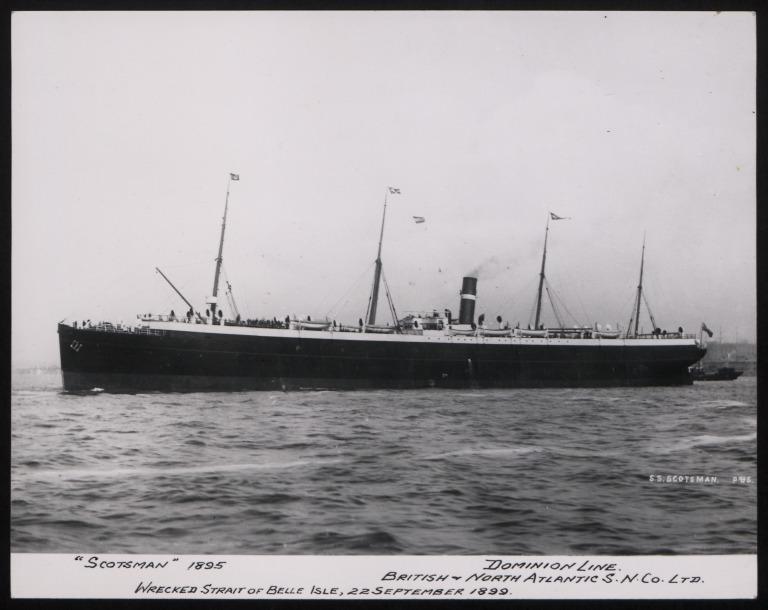 Photograph of Scotsman, Dominion Line card