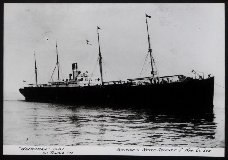 Photograph of Welshman (ex Tauric), Dominion Line card