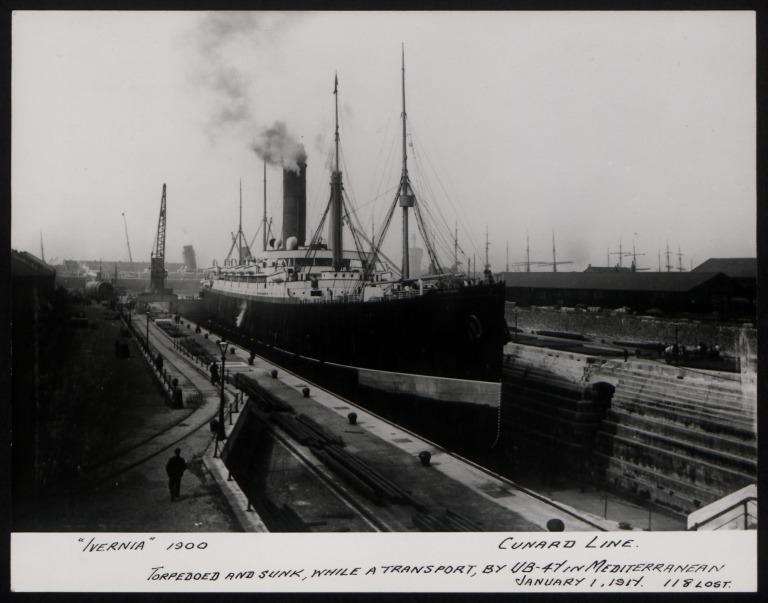 Photograph of Ivernia, Cunard Line card