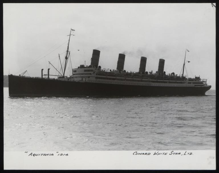 Photograph of Aquitania, Cunard Line card