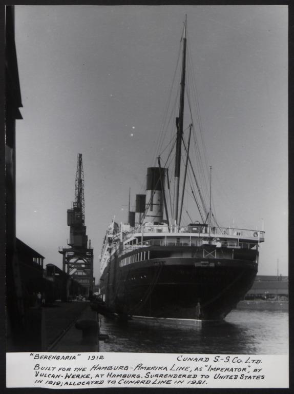 Photograph of Berengaria, Cunard White Star Line card