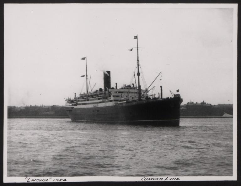 Photograph of Laconia, Cunard White Star Line card