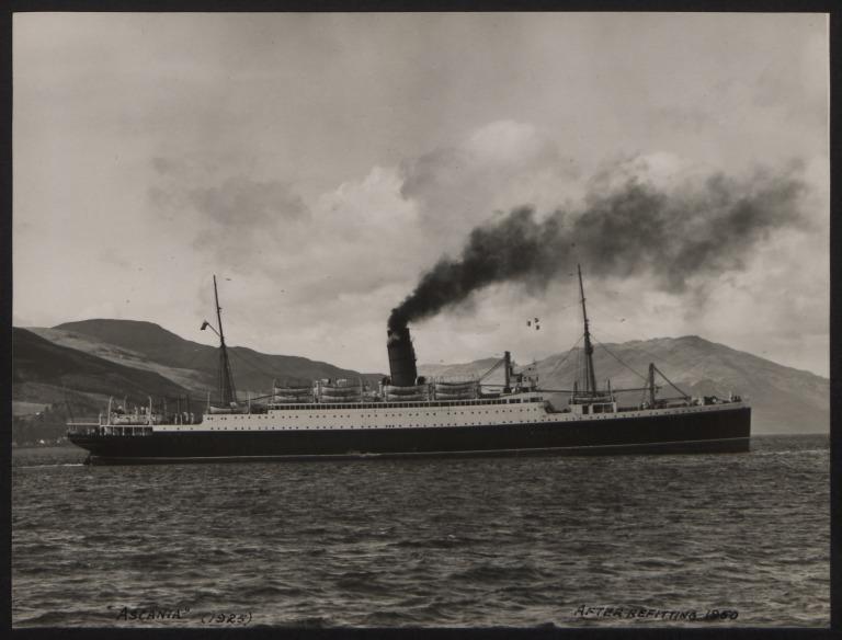 Photograph of Ascania, Cunard White Star Line card