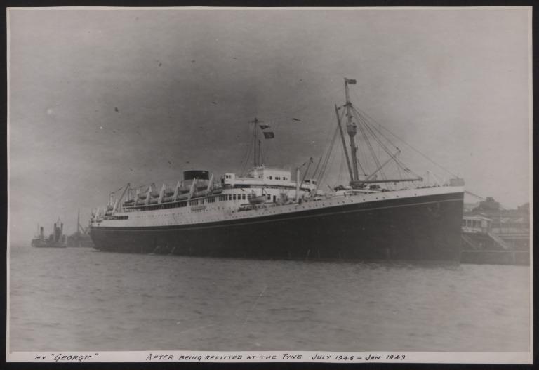 Photograph of Georgic, Cunard White Star Line card