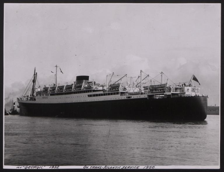 Photograph of Georgic, Cunard White Star Line card