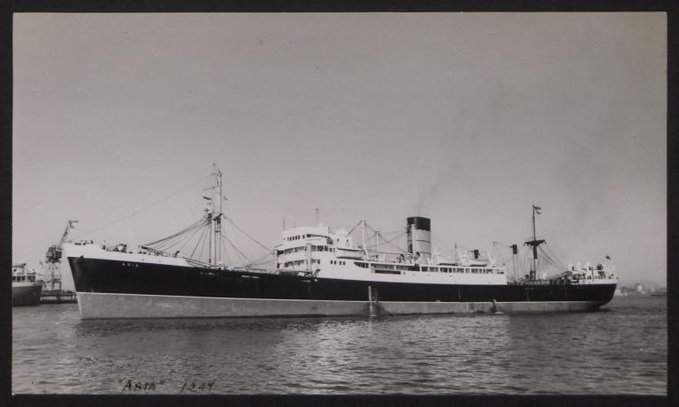 Photograph of Asia, Cunard White Star Line card