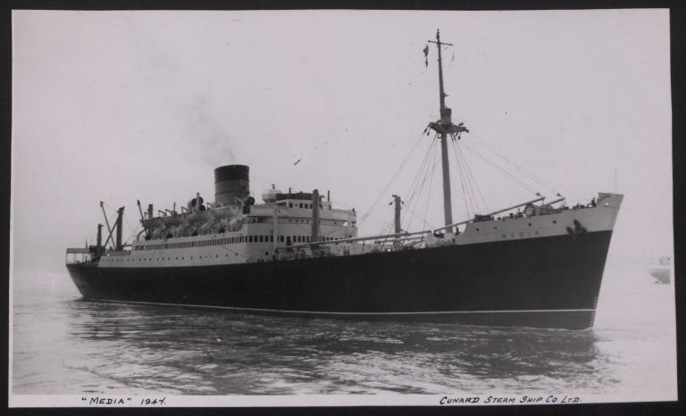 Photograph of Media, Cunard White Star Line card
