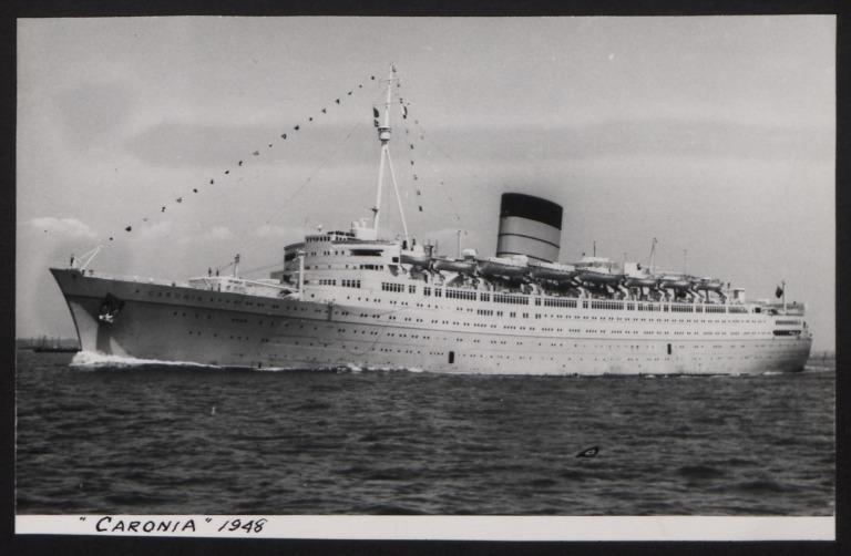 Photograph of Caronia, Cunard White Star Line card