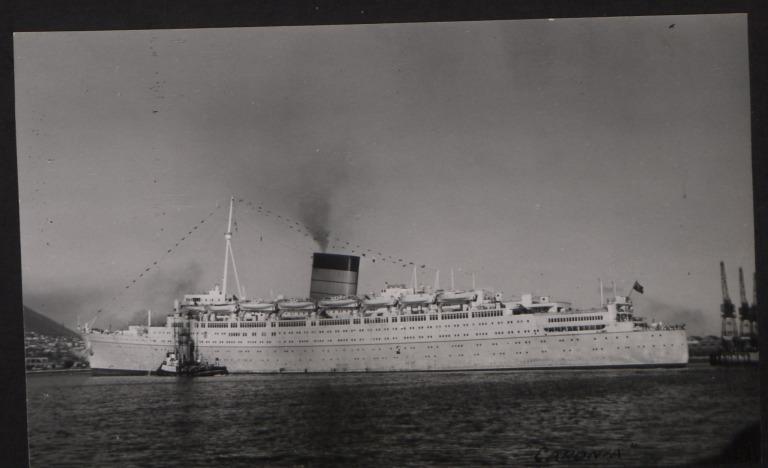 Photograph of Caronia, Cunard White Star Line card
