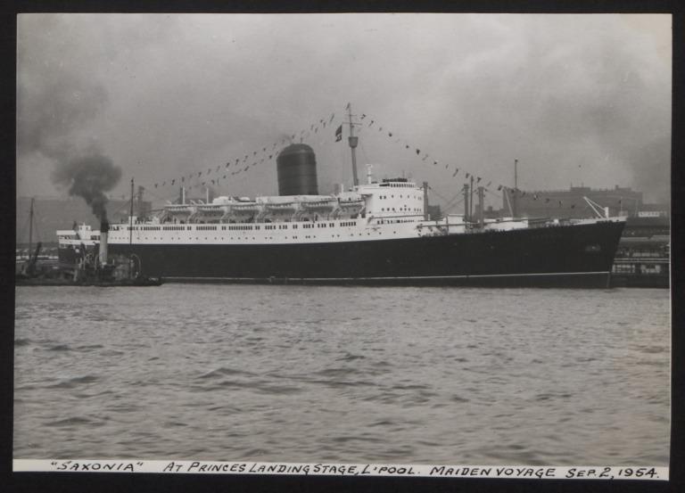 Photograph of Saxonia, Cunard White Star Line card