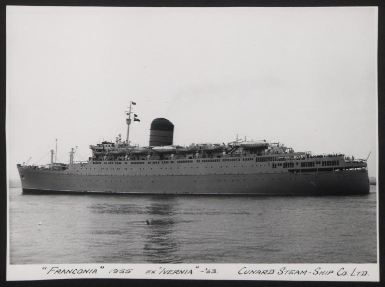 Photograph of Franconia (ex IVernia), Cunard White Star Line card