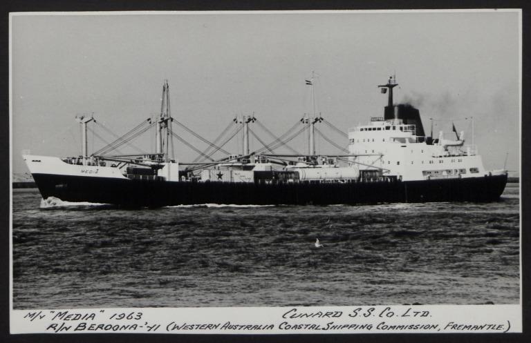 Photograph of Media, Cunard White Star Line card