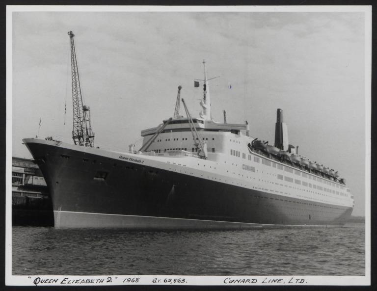 Photograph of Queen Elizabeth II, Cunard White Star Line card