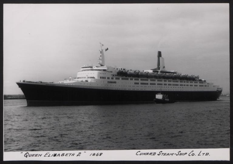 Photograph of Queen Elizabeth II, Cunard White Star Line card