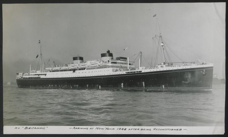 Photograph of Britannic, Cunard White Star Line card