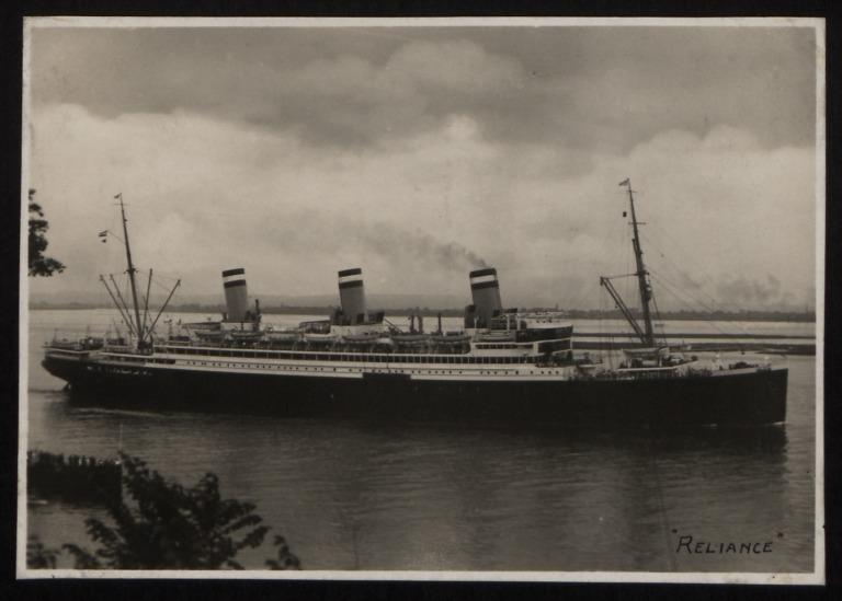 Photograph of Reliance (ex Limburgia, Johann Heinrich Burchard), Hamburg Amerika Line card