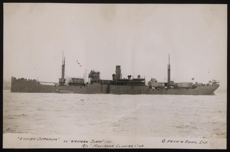 Photograph of Empire Opposum (ex Western Ocean), G Heyn card