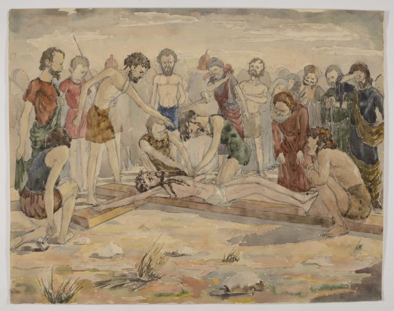 Stations of the Cross - Jesus is nailed to the cross card