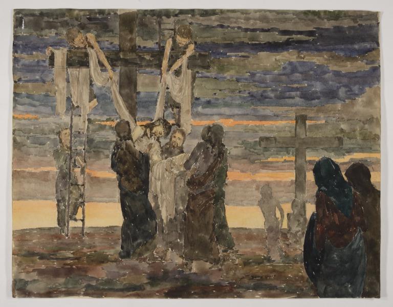 Stations of the Cross - The body of Jesus is taken down from the cross card