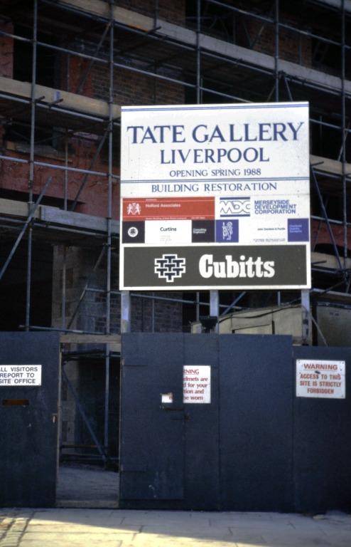 Photograph of Albert Dock Tarmac Cubitt's (contractors) signboard card