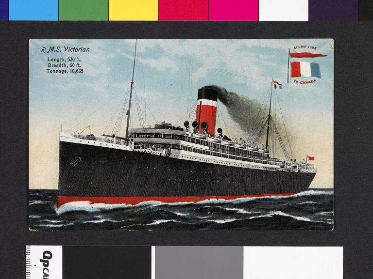 Postcard of SS Victorian, Allan Line card