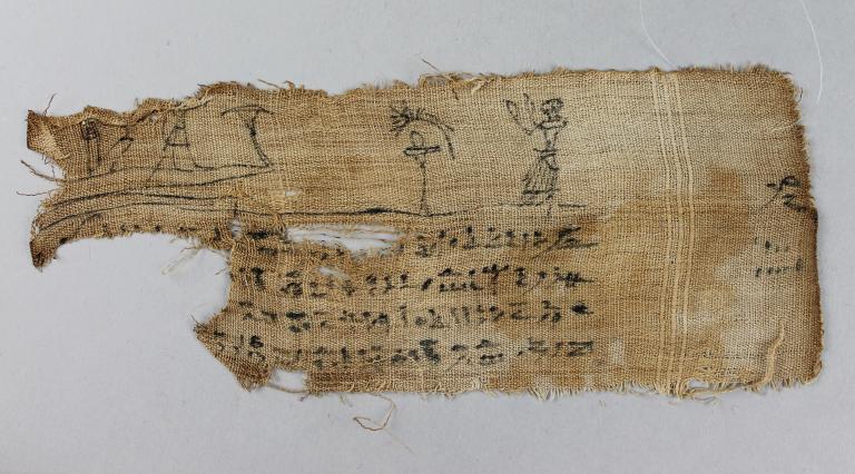 Inscribed Mummy Bandages and Papyrus card