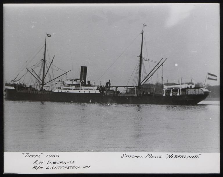 Photograph of Timor (r/n Tabora, Lichenstein), Stoomvaart Maatschappij Nederland card