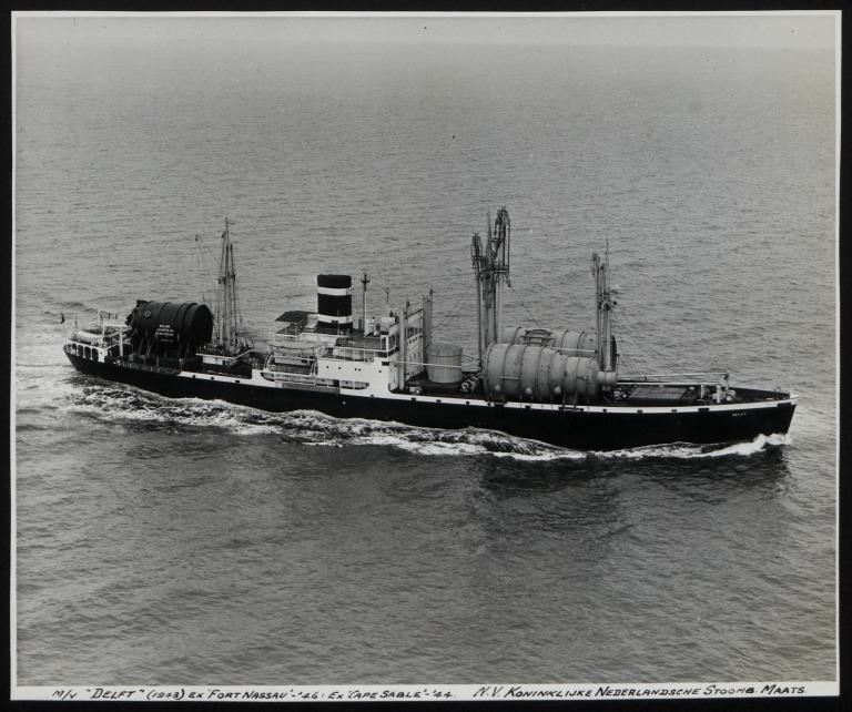 Photograph of Delft (ex Port Nassau, Cape Sable), Koninklijke Nederlandsche Stoomboot Maatschappij card