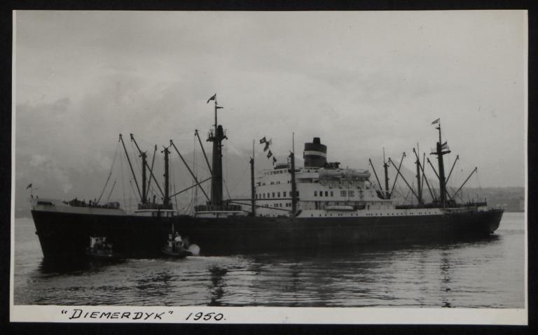 Photograph of Diemerdyk (r/n Oriental Amiga), Holland Amerika Line card