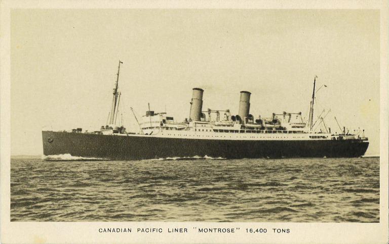 Postcard of SS Montrose, Canadian Pacific card