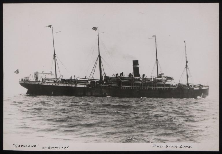Photograph of Gothland ex Gothic, Red Star Line (international Navigation Company) card