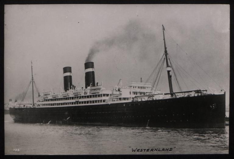 Photograph of Westernland, Red Star Line (international Navigation Company) card