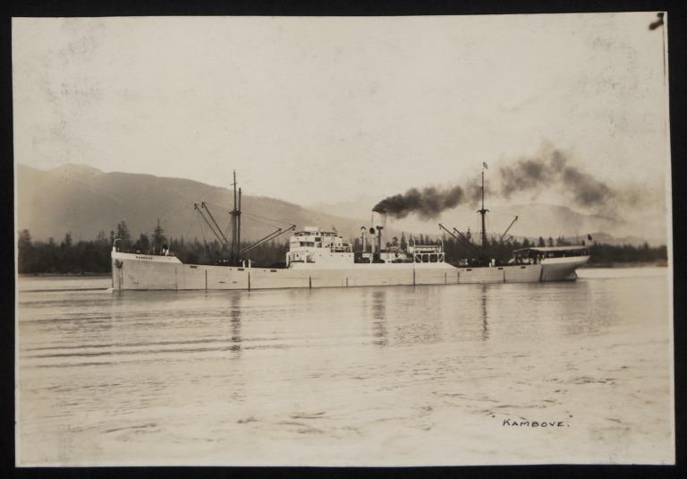 Photograph of Kambove, Cie Maritime Belge (Lloyd Royal) S A card