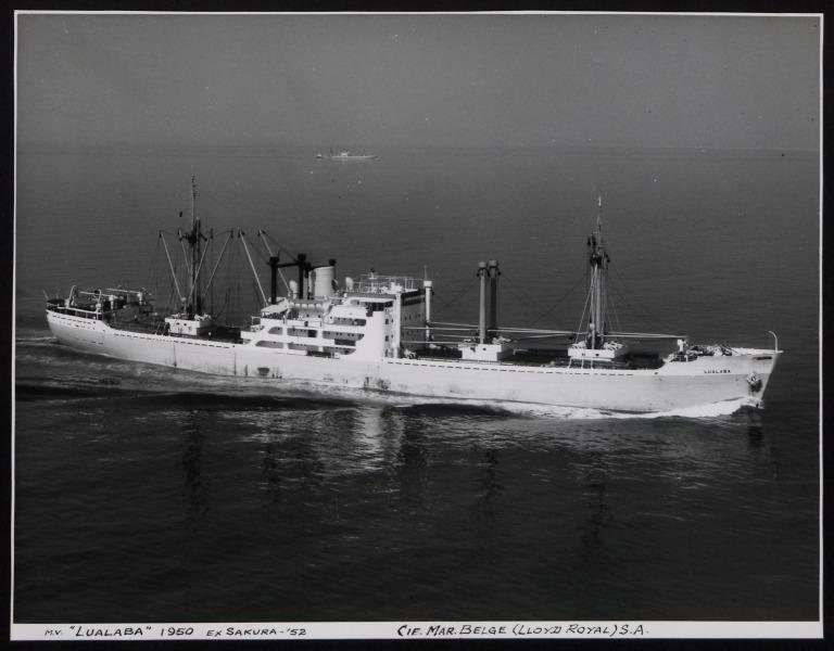 Photograph of Lualaba ex Sakura, Cie Maritime Belge (Lloyd Royal) S A card