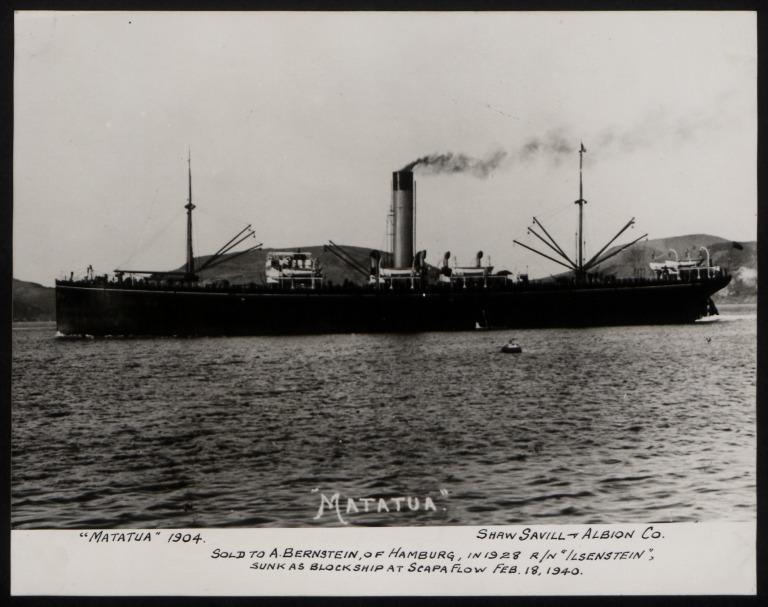 Photograph of Matatua (r/n Ilsenstein), Shaw Savill and Albion Company Ltd card