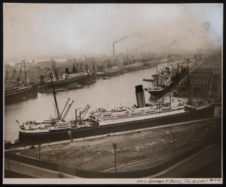 Photograph of Various Vessels in King George V Dock, Tilbury, Unknown card