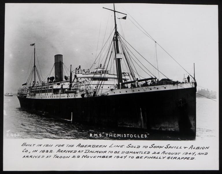 Photograph of Themistocles, Shaw Savill and Albion Company Ltd card