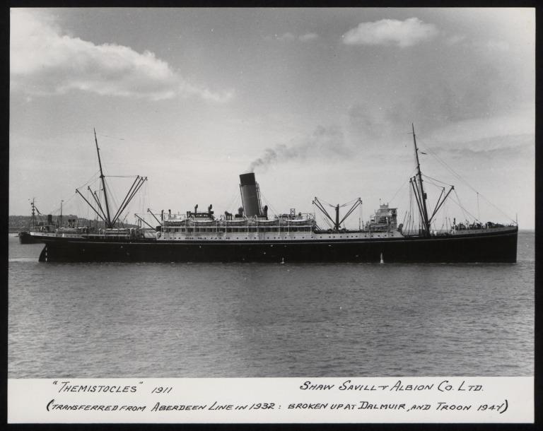 Photograph of Themistocles, Shaw Savill and Albion Company Ltd card