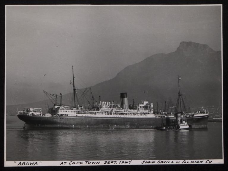Photograph of Arawa (ex Esperance Bay), Shaw Savill and Albion Company Ltd card