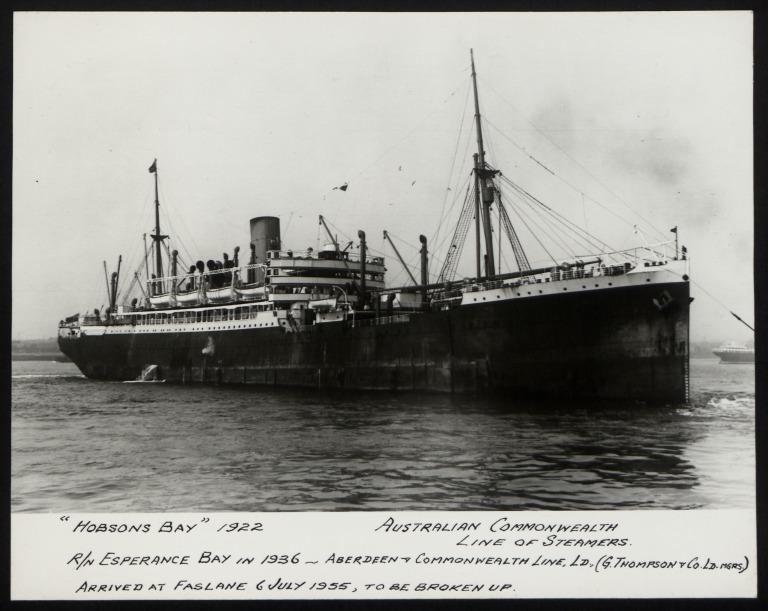 Photograph of Hobsons Bay (r/n Esperance Bay), George Thompson and Co card