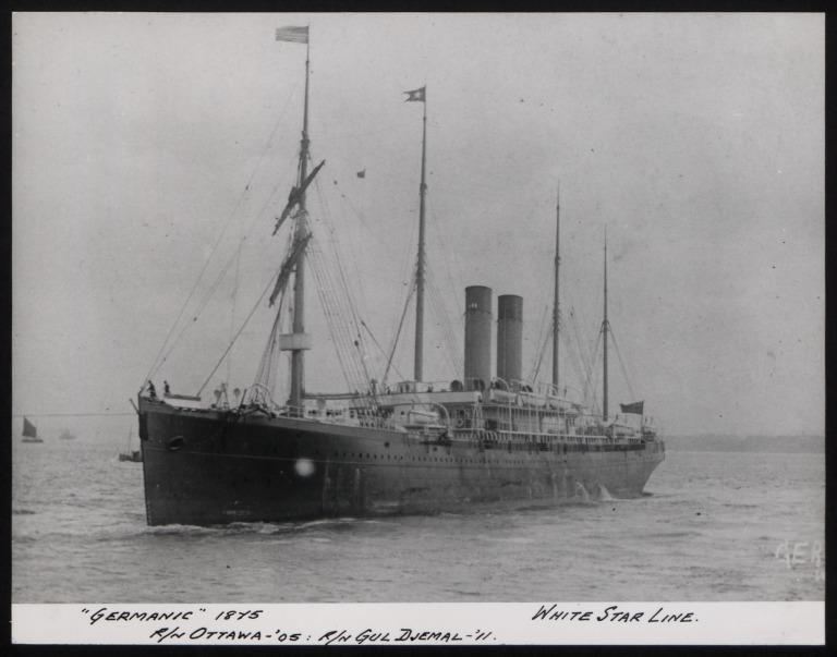 Photograph of Germanic, White Star Line card
