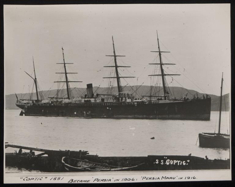 Photograph of Coptic, White Star Line card