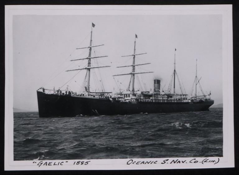 Photograph of Gaelic, White Star Line card