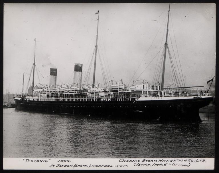 Photograph of Teutonic, White Star Line card