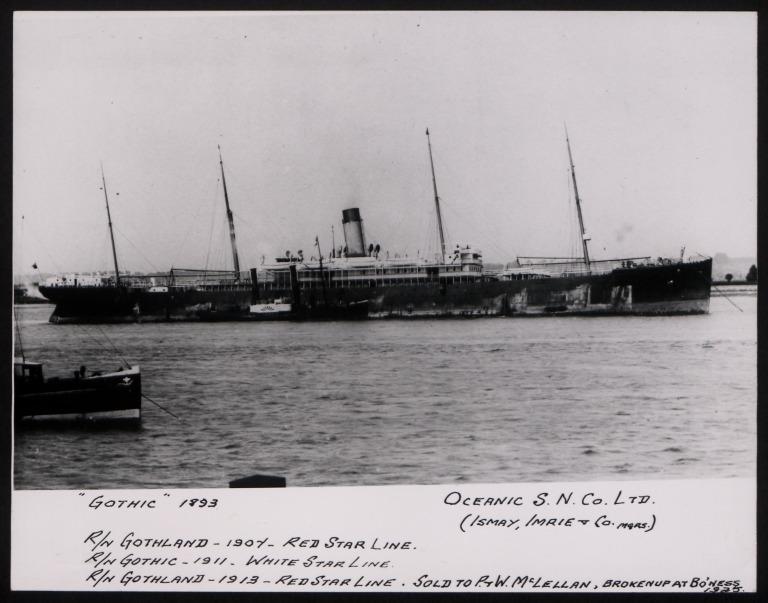 Photograph of Gothic, White Star Line card